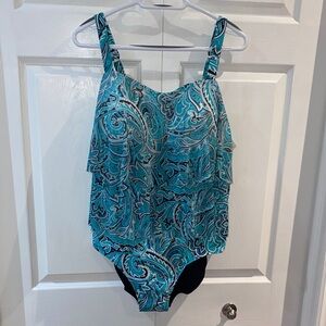 Krista Plus Women’s Shape Solution Paisley One Piece Swimsuit Size 20W